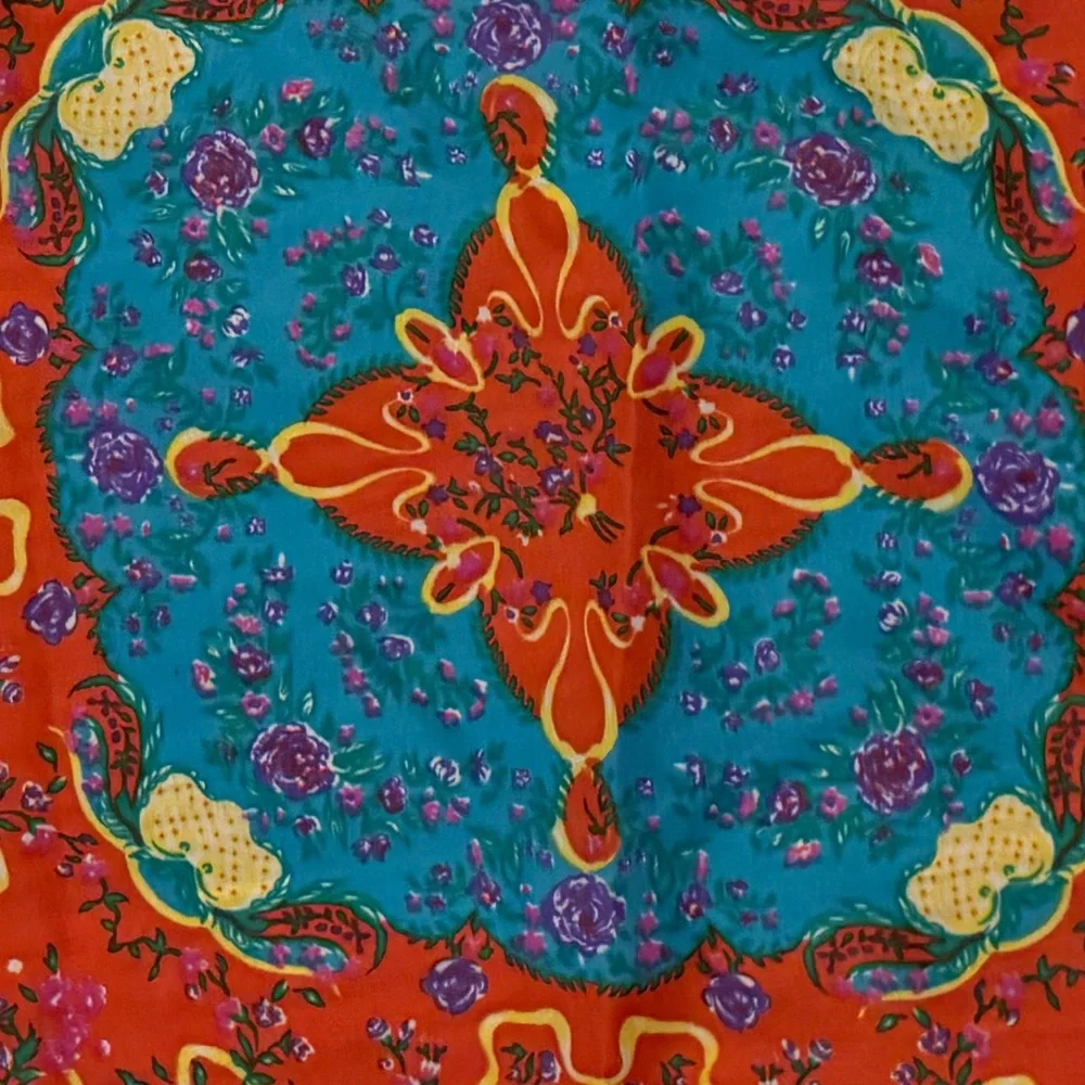 Vibrant Floral Square Scarf.